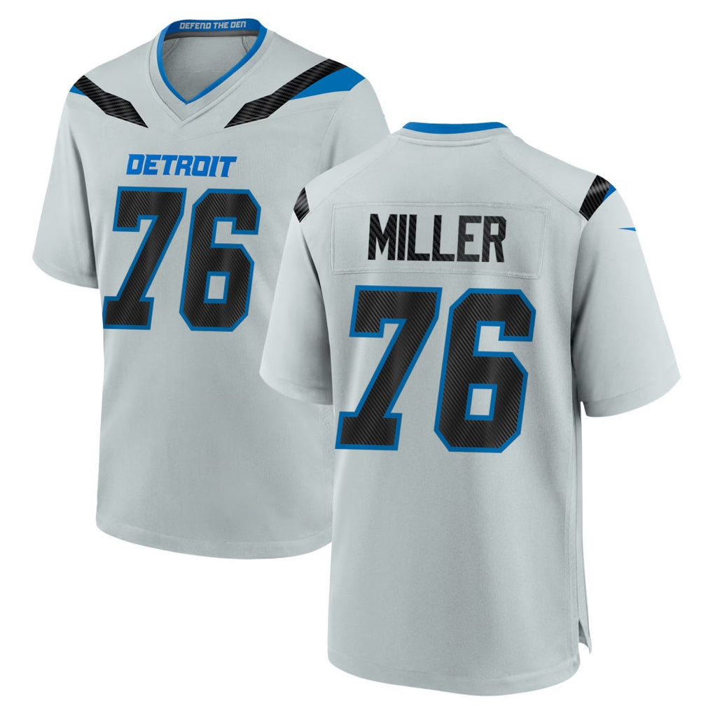 D.Lions #76 Blake Miller Player Silver 2026 Rivalries Collection Home Game Ndoa Stitched Jerseys