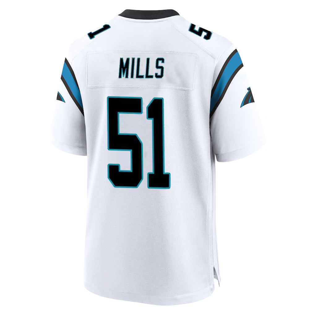 C.Panthers #51 Sam Mills Player White Home Game Ndoa Stitched Jerseys