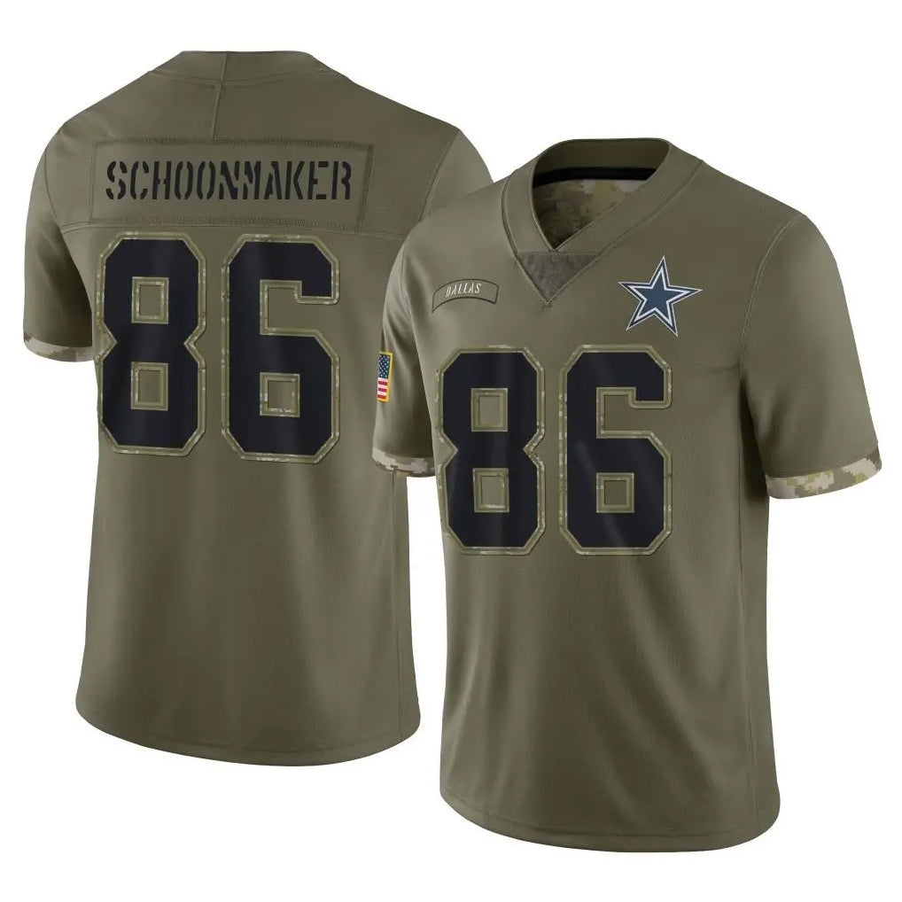 D.Cowboys #86 Luke Schoonmaker Player Olive Salute to Service Limited Game Ndoa Stitched Jerseys